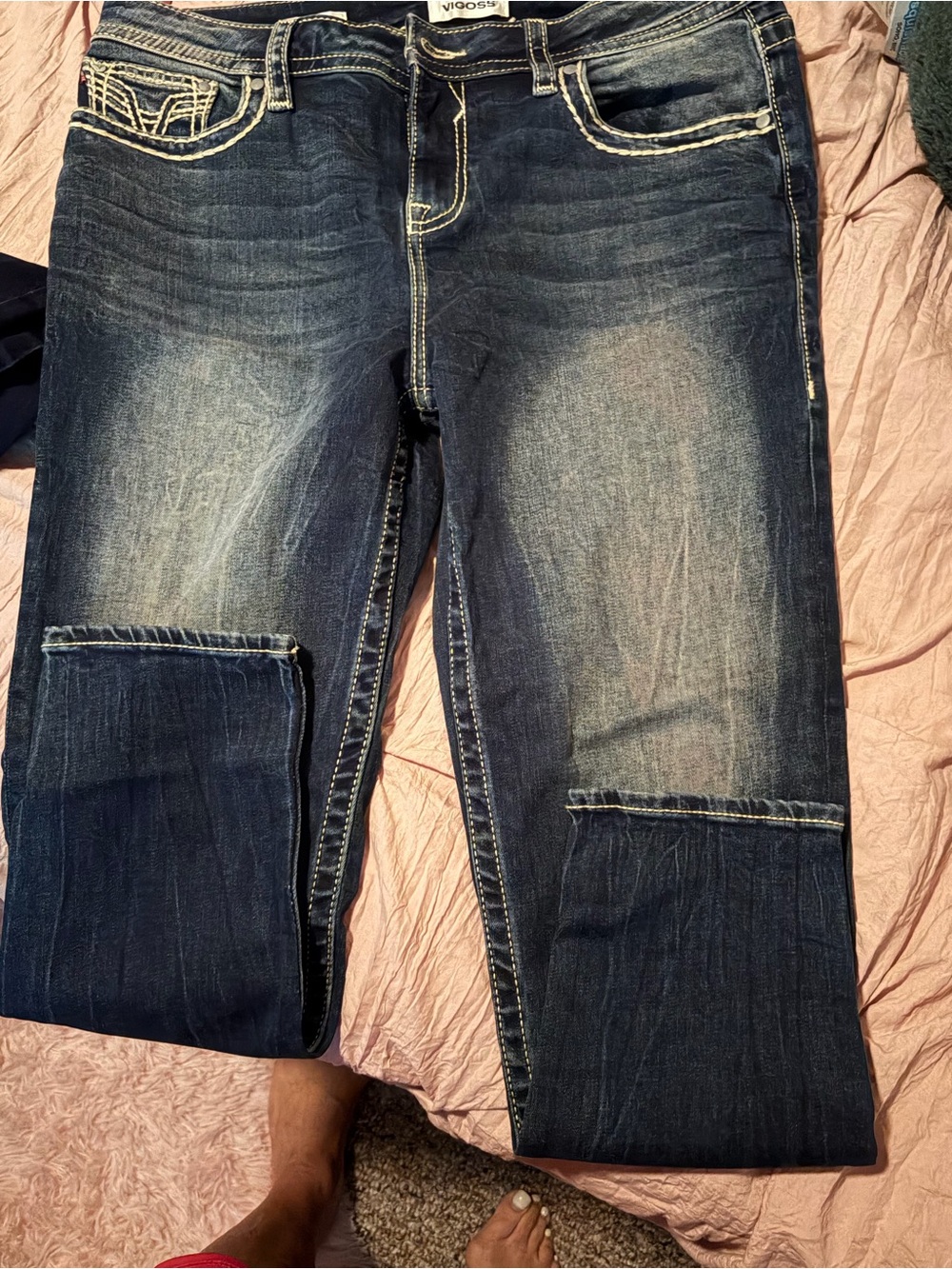 Vigoss Dark Blue Distressed Boyfriend Jeans